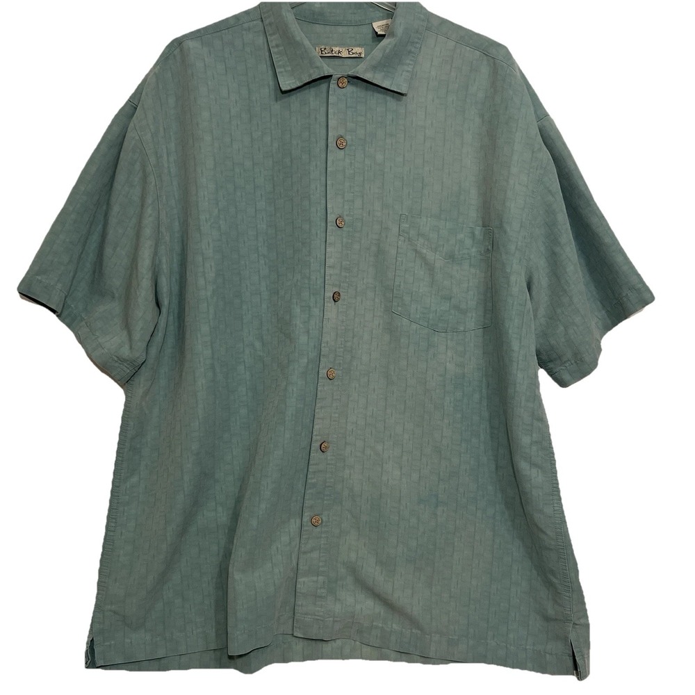 Batik Bay Hawaiian Button Short Sleeve Shirt Green Men Size 2XL‎ Rayon Collared